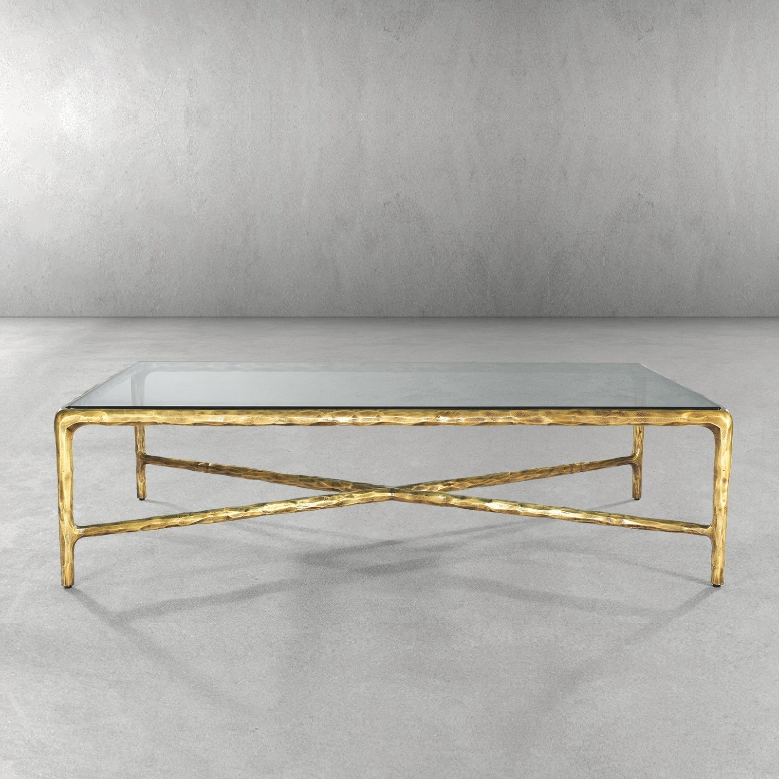 Thaddeus Forged Iron Square Glass Coffee Table - King Lamps