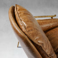 Thaddeus Forged Iron Brown Leather Accent Chairs - King Lamps