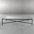 Thaddeus Forged Iron Square Glass Coffee Table - King Lamps