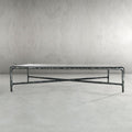Thaddeus Forged Iron Square Glass Coffee Table - King Lamps