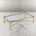 Thaddeus Forged Iron Rectangle Glass Coffee Table - King Lamps