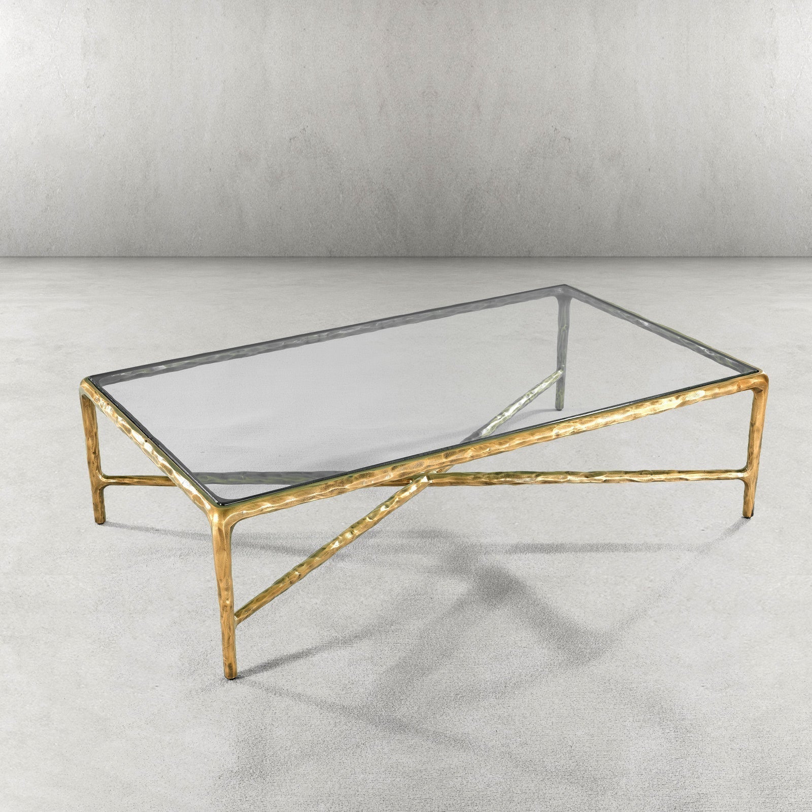 Thaddeus Forged Iron Rectangle Glass Coffee Table - King Lamps