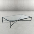 Thaddeus Forged Iron Square Glass Coffee Table - King Lamps