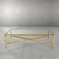 Thaddeus Forged Iron Square Glass Coffee Table - King Lamps