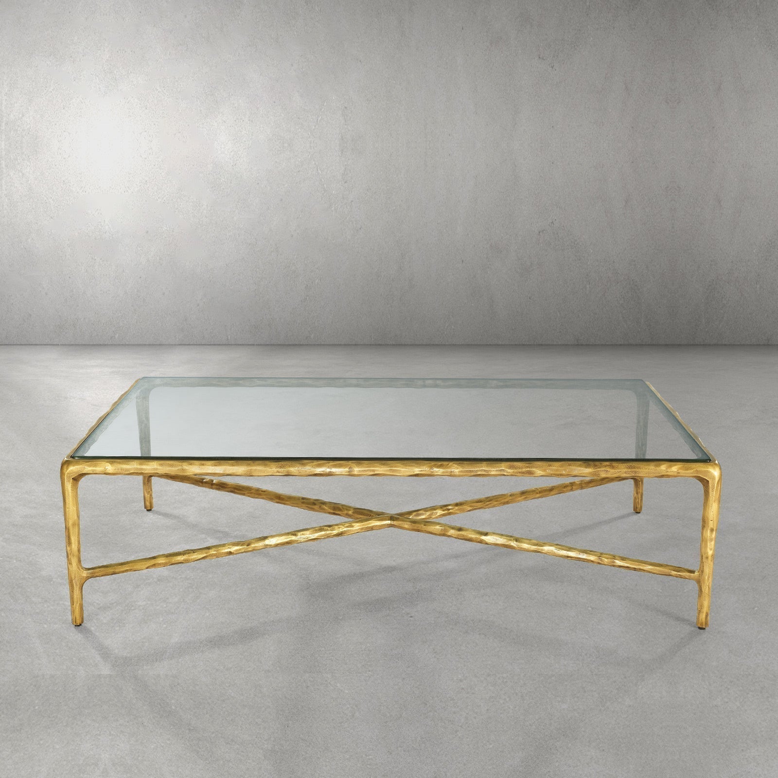 Thaddeus Forged Iron Rectangle Glass Coffee Table - King Lamps