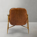 Thaddeus Forged Iron Brown Leather Accent Chairs - King Lamps