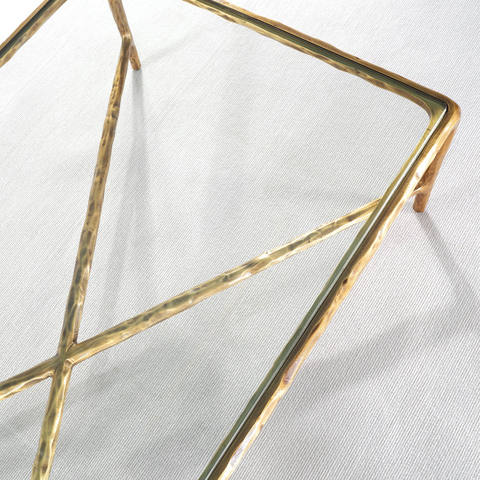 Thaddeus Forged Iron Rectangle Glass Coffee Table - King Lamps