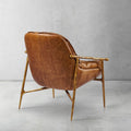 Thaddeus Forged Iron Brown Leather Accent Chairs - King Lamps