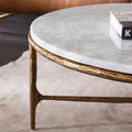Thaddeus Forged Iron Marble Round Coffee Table 3 Table Legs 35