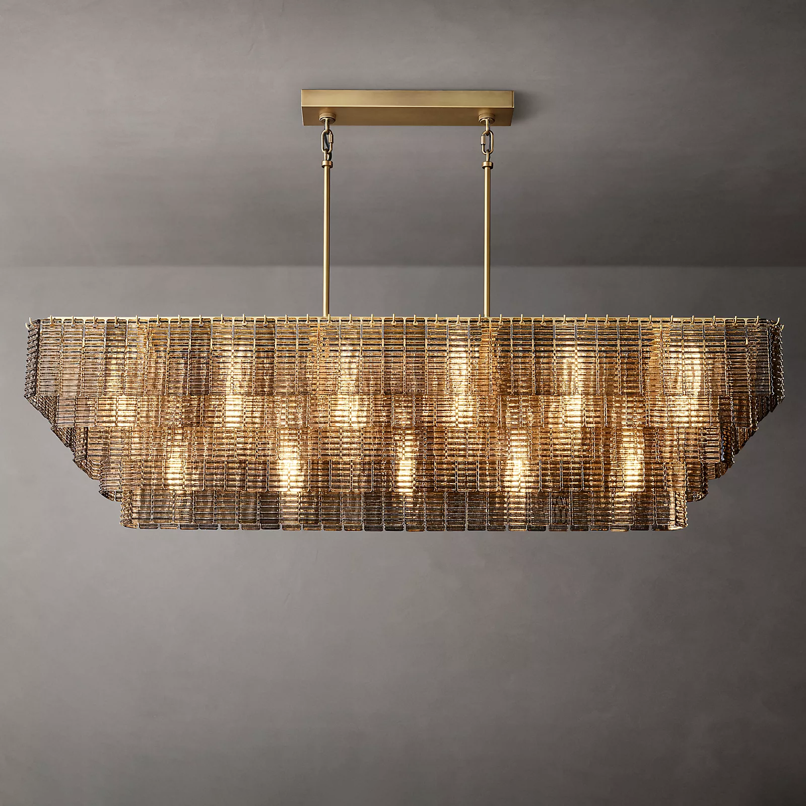 Sirene Glass Rectangular Chandelier 77" - King Lamps