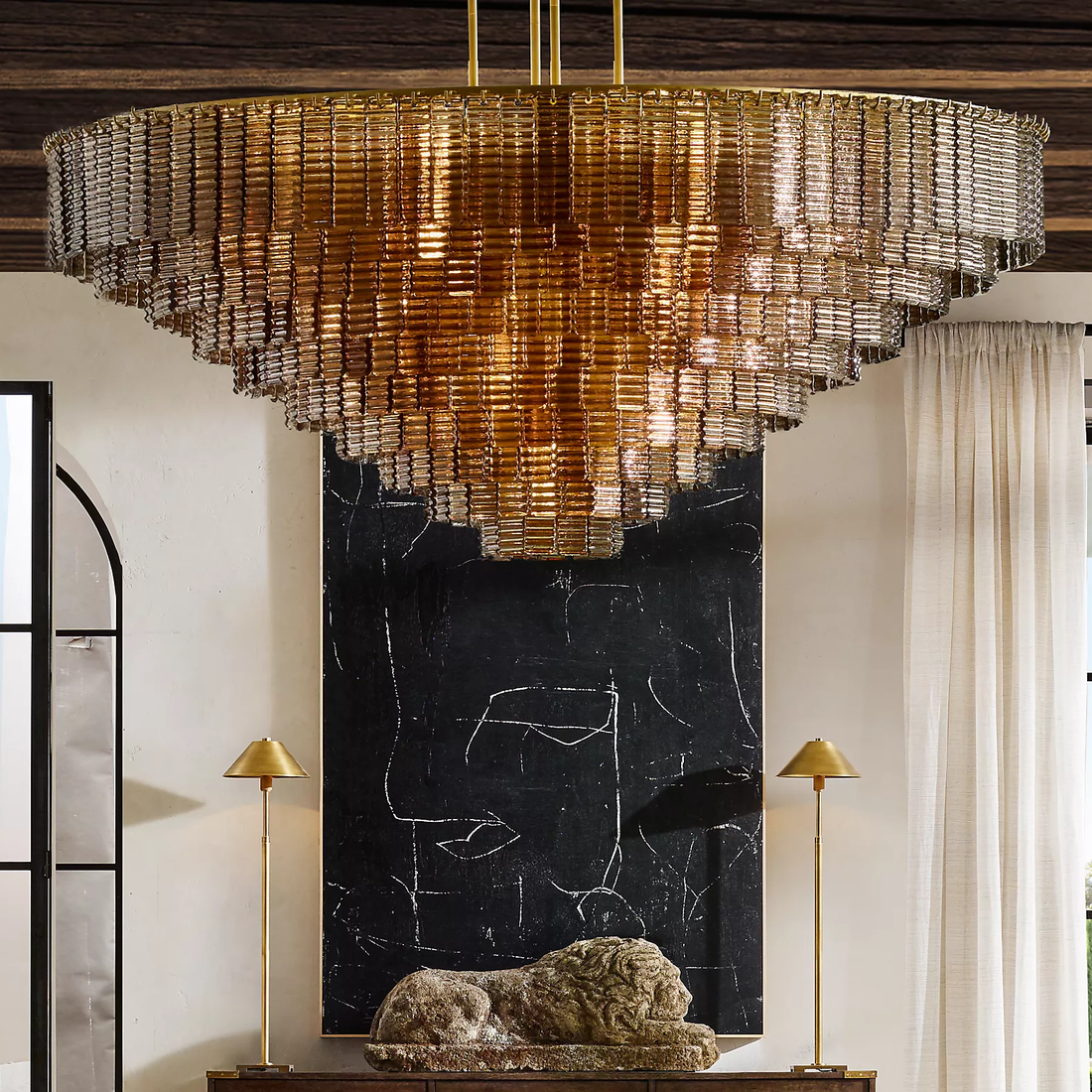 Sirene Glass Round Chandelier 65" - King Lamps