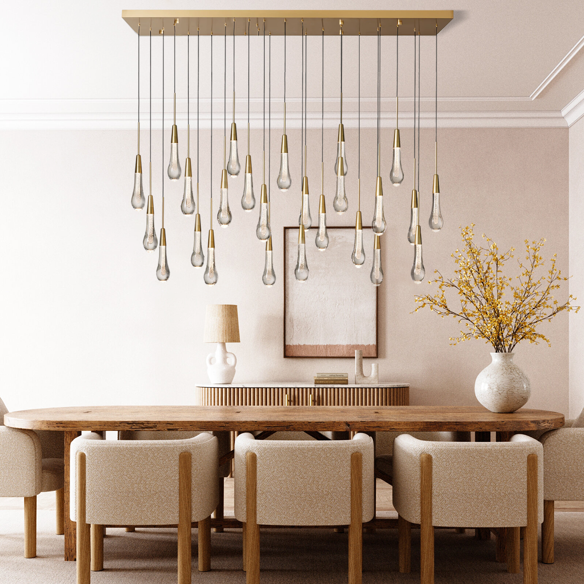 Soltaire Crystal Linear Chandelier 37" 50" 60'' 70" 87" 120''W - King Lamps