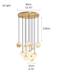 Alabaster Round Pendant Lamp with Cluster Ceiling Design for Stair Villa
