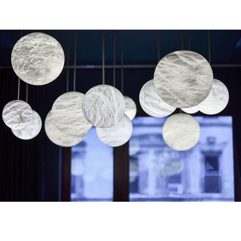 Luna Alabaster Sphere Staircase Chandelier, Multi Pendant Light - King Lamps