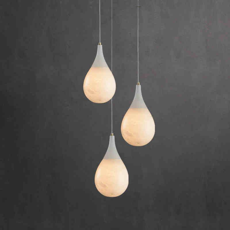 Hailey Alabaster Raindrop Pendant Lighting, Dining Table Pendant - King Lamps
