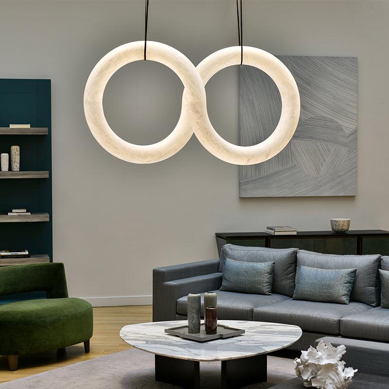 Oslo Infinity Symmetrical Alabaster Pendant Chandelier - King Lamps