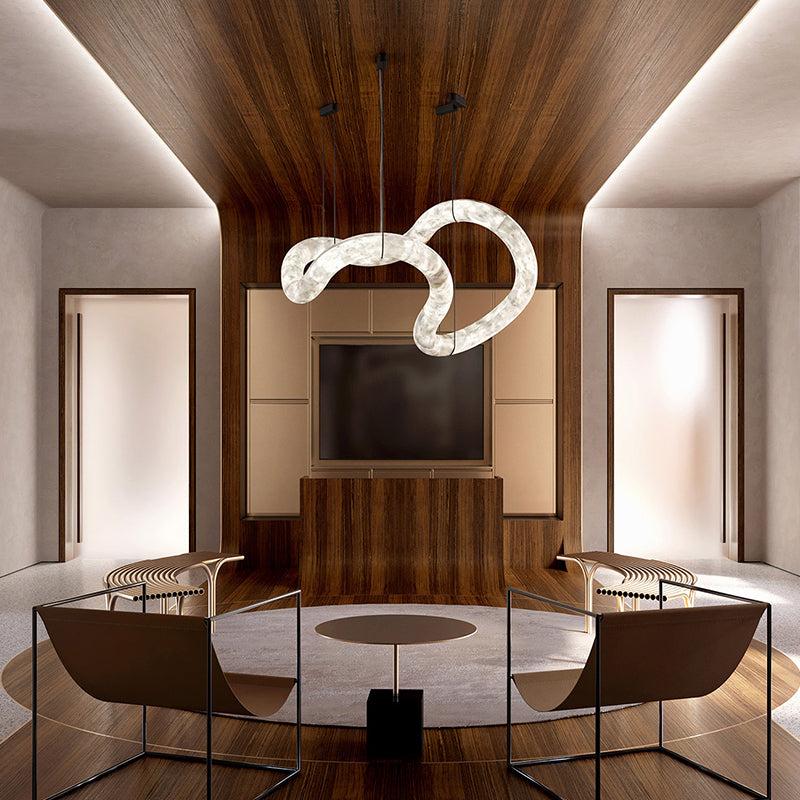 Oslo Infinity Symmetrical Entryway Alabaster Pendant Chandelier - King Lamps