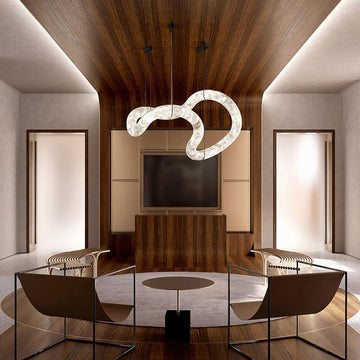 Oslo Infinity Symmetrical Entryway Alabaster Pendant Chandelier - King Lamps