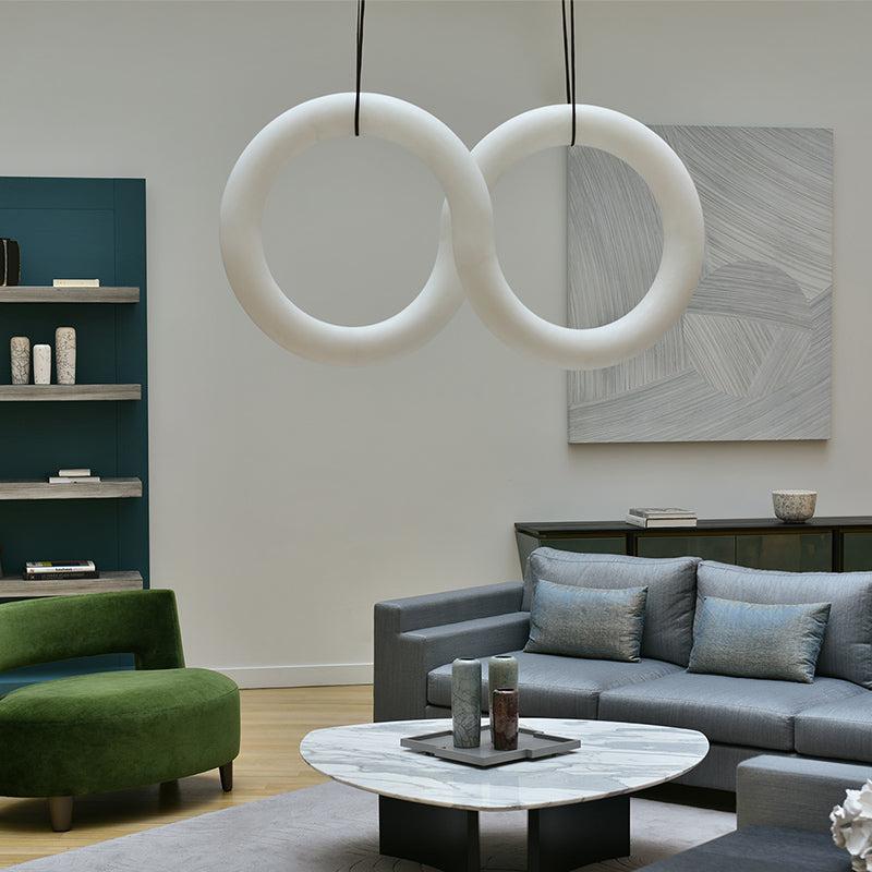 Oslo Infinity Symmetrical Alabaster Pendant Chandelier - King Lamps