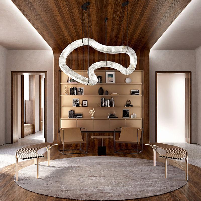Oslo Infinity Symmetrical Entryway Alabaster Pendant Chandelier - King Lamps