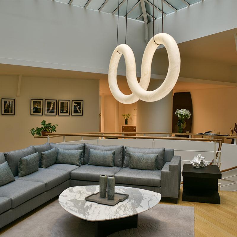 Oslo Infinity Symmetrical Alabaster Pendant Chandelier - King Lamps