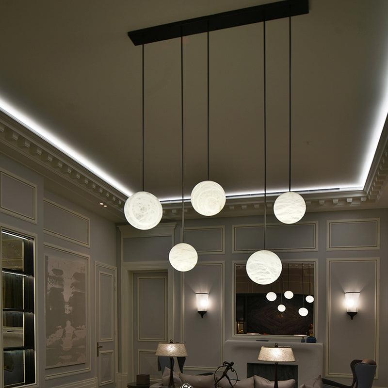 Luna Alabaster Sphere Staircase Chandelier, Multi Pendant Light - King Lamps