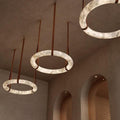 Oslo Pendant Alabaster Chandelier, Halo Ring Chandelier - King Lamps
