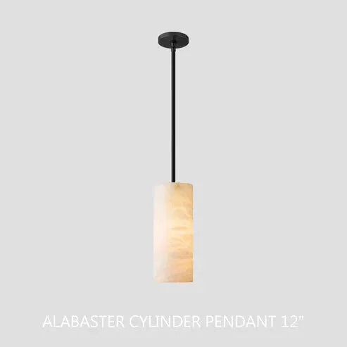 Hand-Carved Alabaster Cylinder Pendant - King Lamps
