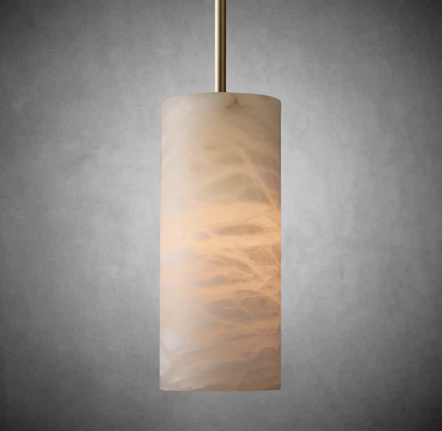 Hand-Carved Alabaster Cylinder Pendant - King Lamps