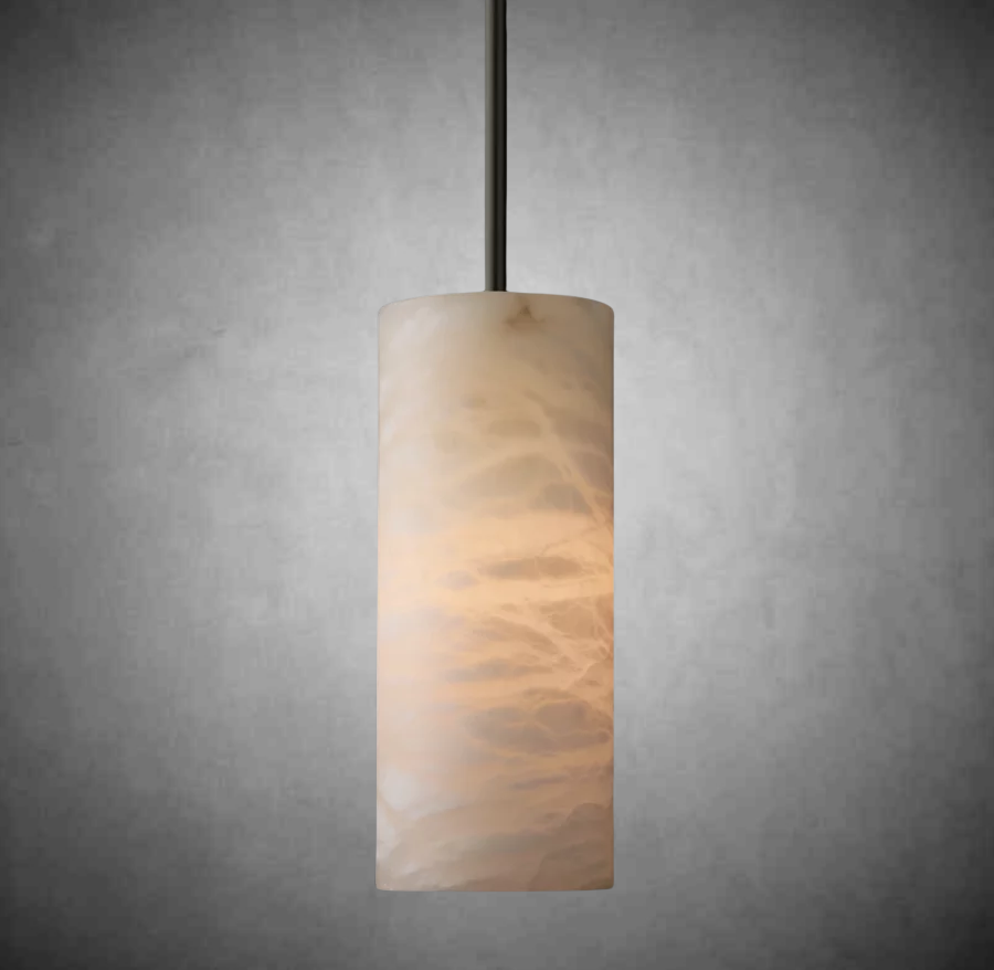 Hand-Carved Alabaster Cylinder Pendant - King Lamps
