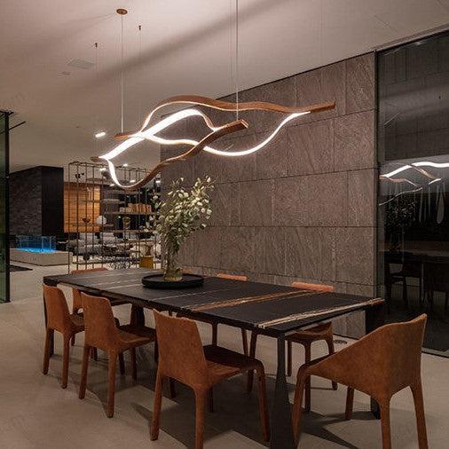 Modern Simple Brass Waving Chandelier for Living/Dining Room/Kitchen Island - King Lamps