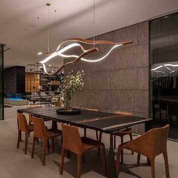 Modern Simple Brass Waving Chandelier for Living/Dining Room/Kitchen Island - King Lamps