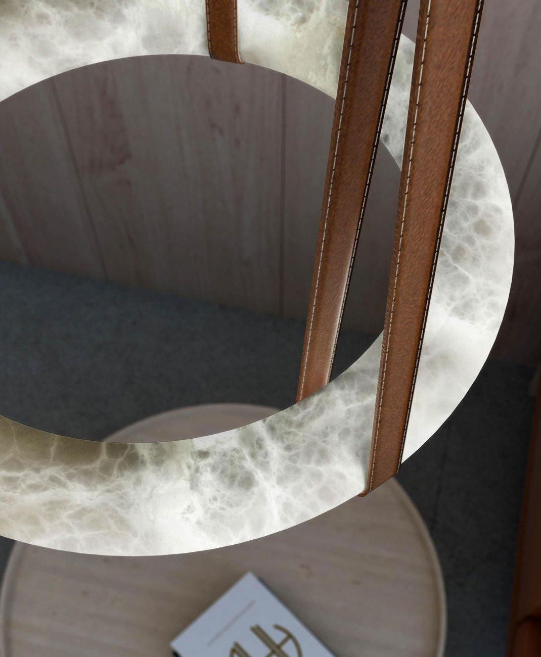 Oslo Pendant Alabaster Chandelier, Halo Ring Chandelier - King Lamps