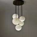 Luna Alabaster Sphere Staircase Chandelier, Multi Pendant Light - King Lamps