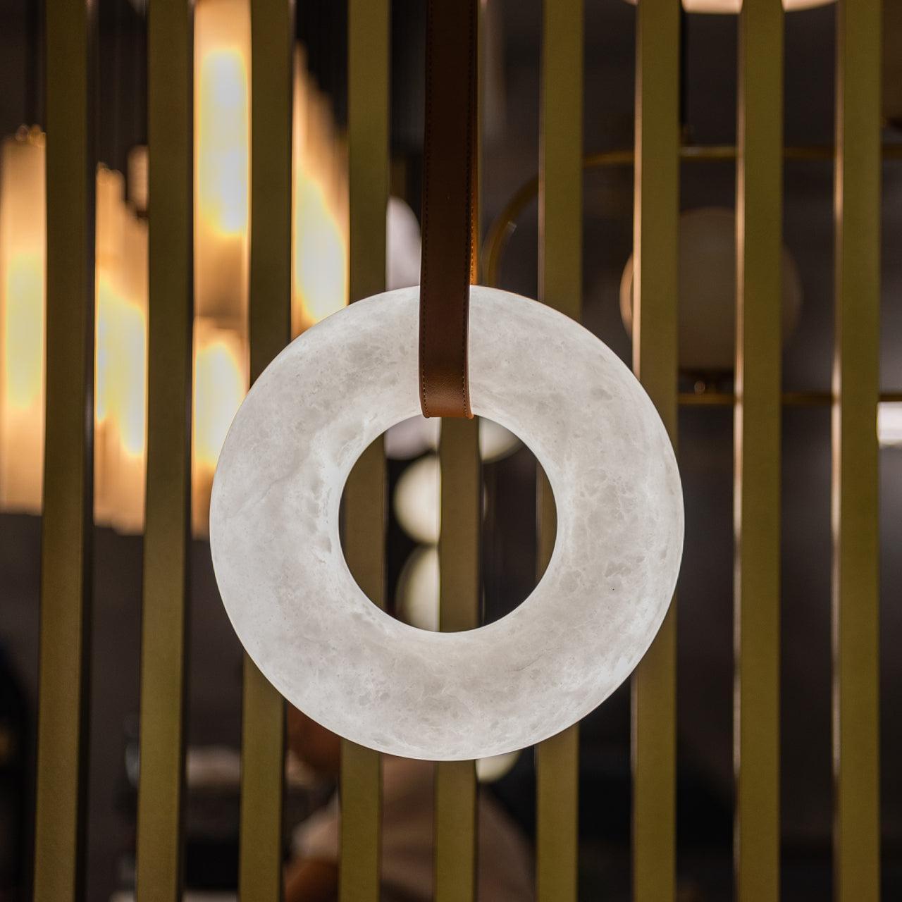 Oslo Pendant Alabaster Chandelier, Halo Ring Chandelier - King Lamps