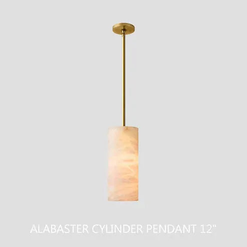 Hand-Carved Alabaster Cylinder Pendant - King Lamps