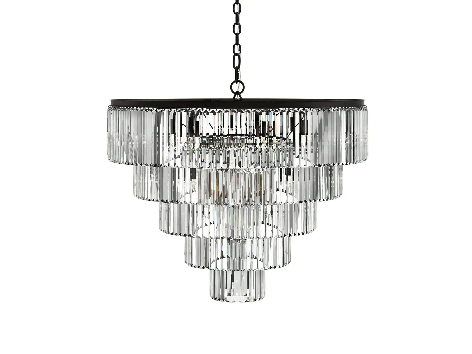 Leyland Tiered Round Crystal Chandelier - King Lamps