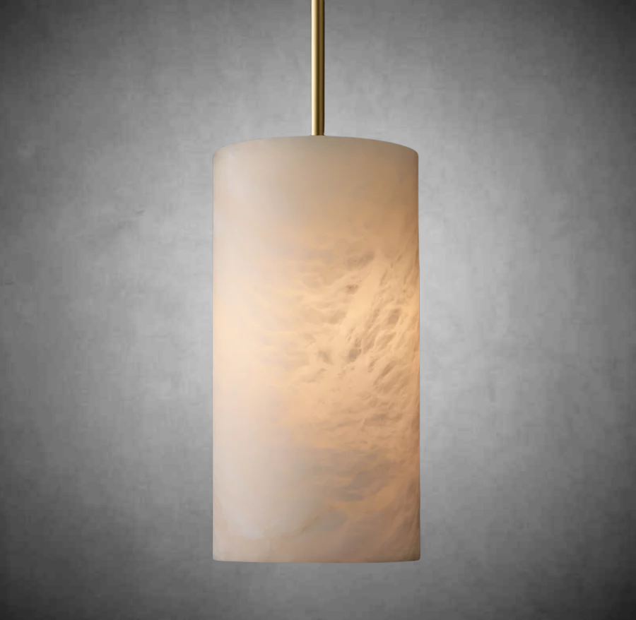 Hand-Carved Alabaster Cylinder Pendant - King Lamps
