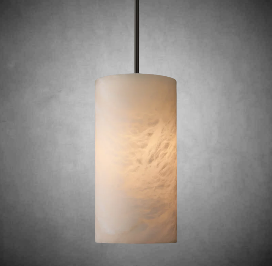Hand-Carved Alabaster Cylinder Pendant - King Lamps