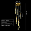 Foyer Glass Drops Pendant Chandelier Spiral Staircase High Ceiling Light Fixture In Gold Finish-King Lamps