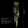 Foyer Glass Drops Pendant Chandelier Spiral Staircase High Ceiling Light Fixture In Gold Finish-King Lamps
