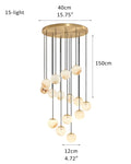 Alabaster Round Pendant Lamp with Cluster Ceiling Design for Stair Villa