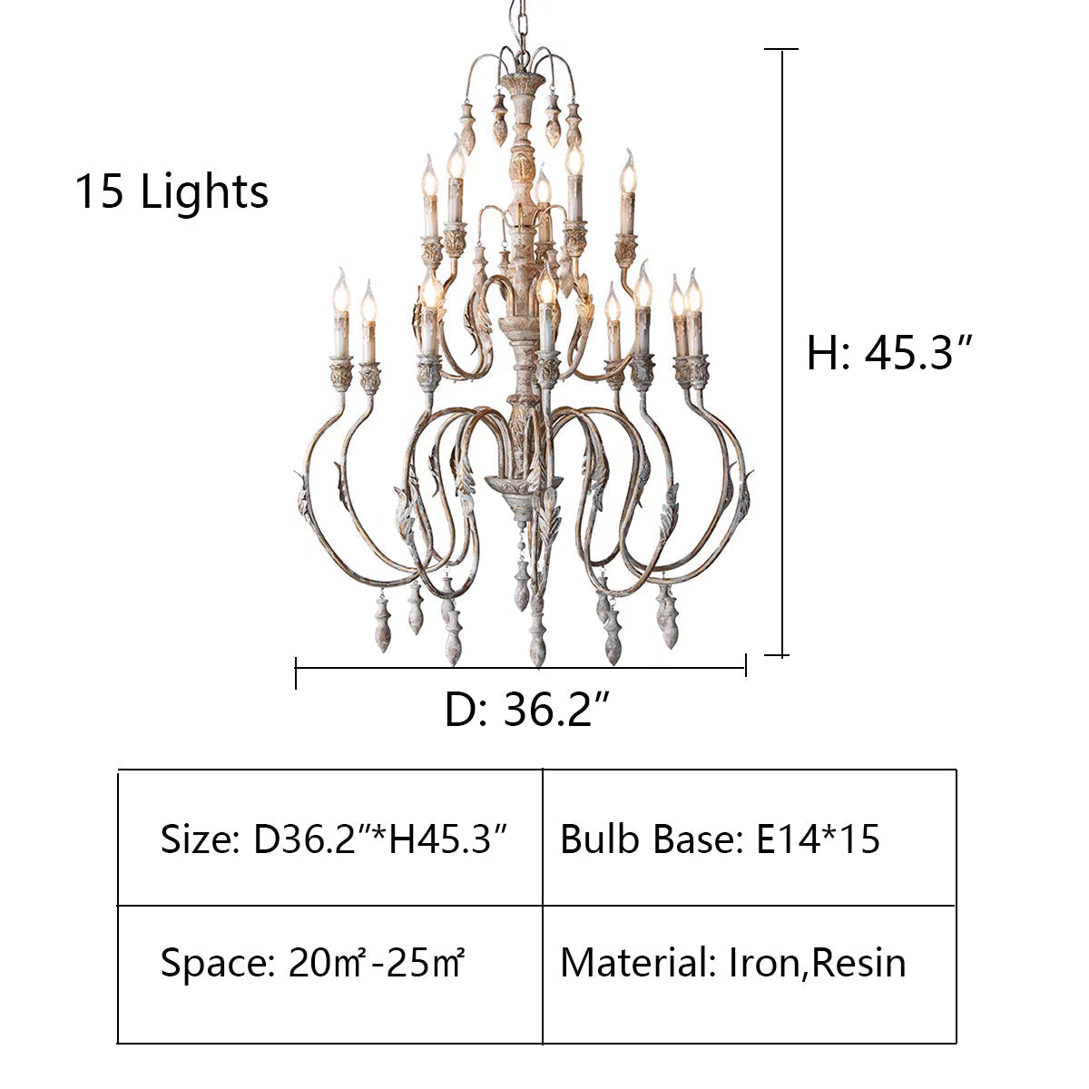 French Vintage Candle Chandelier for Living Room/Bedroom-King Lamps