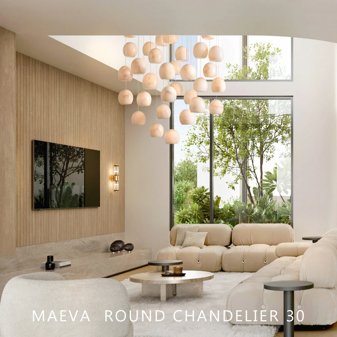 Maeva Round Alabaster Chandelier 13'' 21'' 36'' - King Lamps