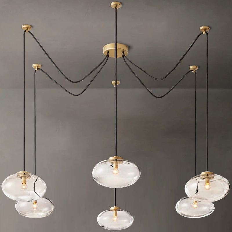 Cabrette Clear Glass Suspended Chandelier 84" - King Lamps