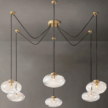 Cabrette Clear Glass Suspended Chandelier 84" - King Lamps