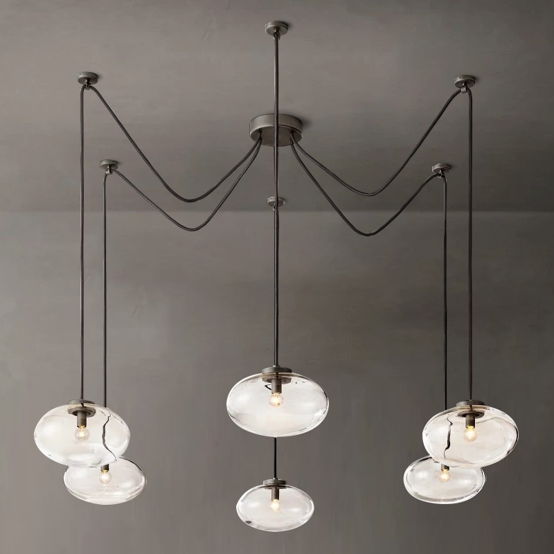 Cabrette Clear Glass Suspended Chandelier 84" - King Lamps