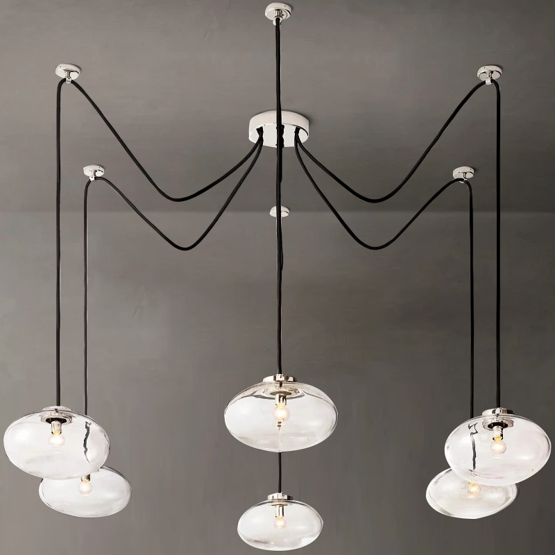Cabrette Clear Glass Suspended Chandelier 84" - King Lamps