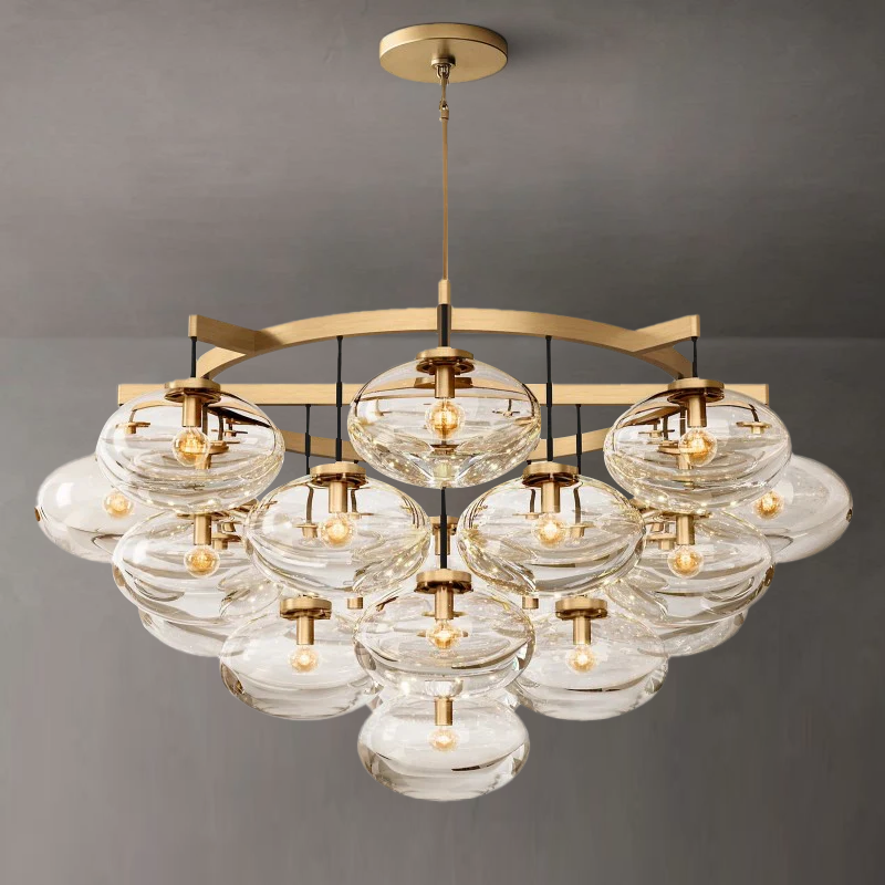 Cabrette Clear Glass Round Chandelier 48" - King Lamps