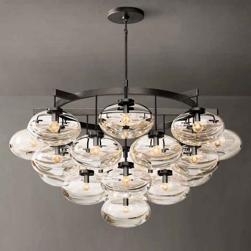 Cabrette Clear Glass Round Chandelier 48" - King Lamps